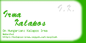 irma kalapos business card